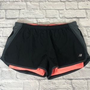New Balance shorts Size XL Black and Coral Stretch Two layers